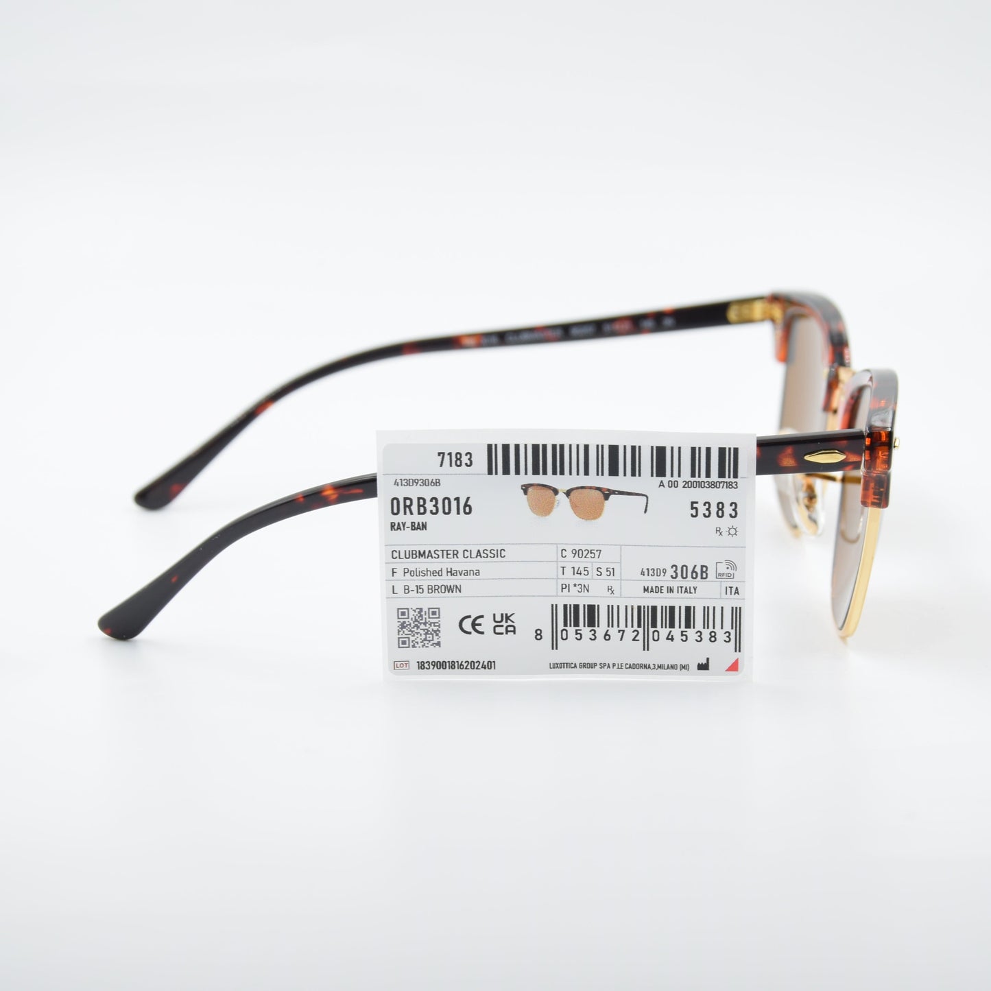 SOLAIRE :RAY-BAN CLUBMASTER RB3016 902/57