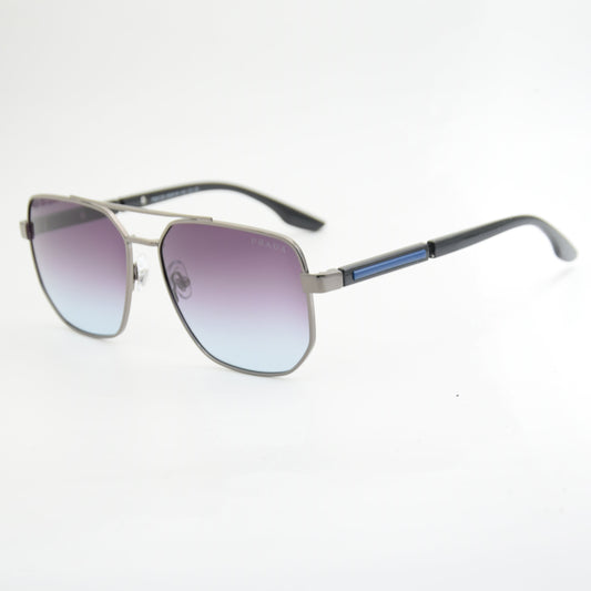 SOLAIRE : PRADA PS2125 SILVER/BLEU ( POLARISÉ )