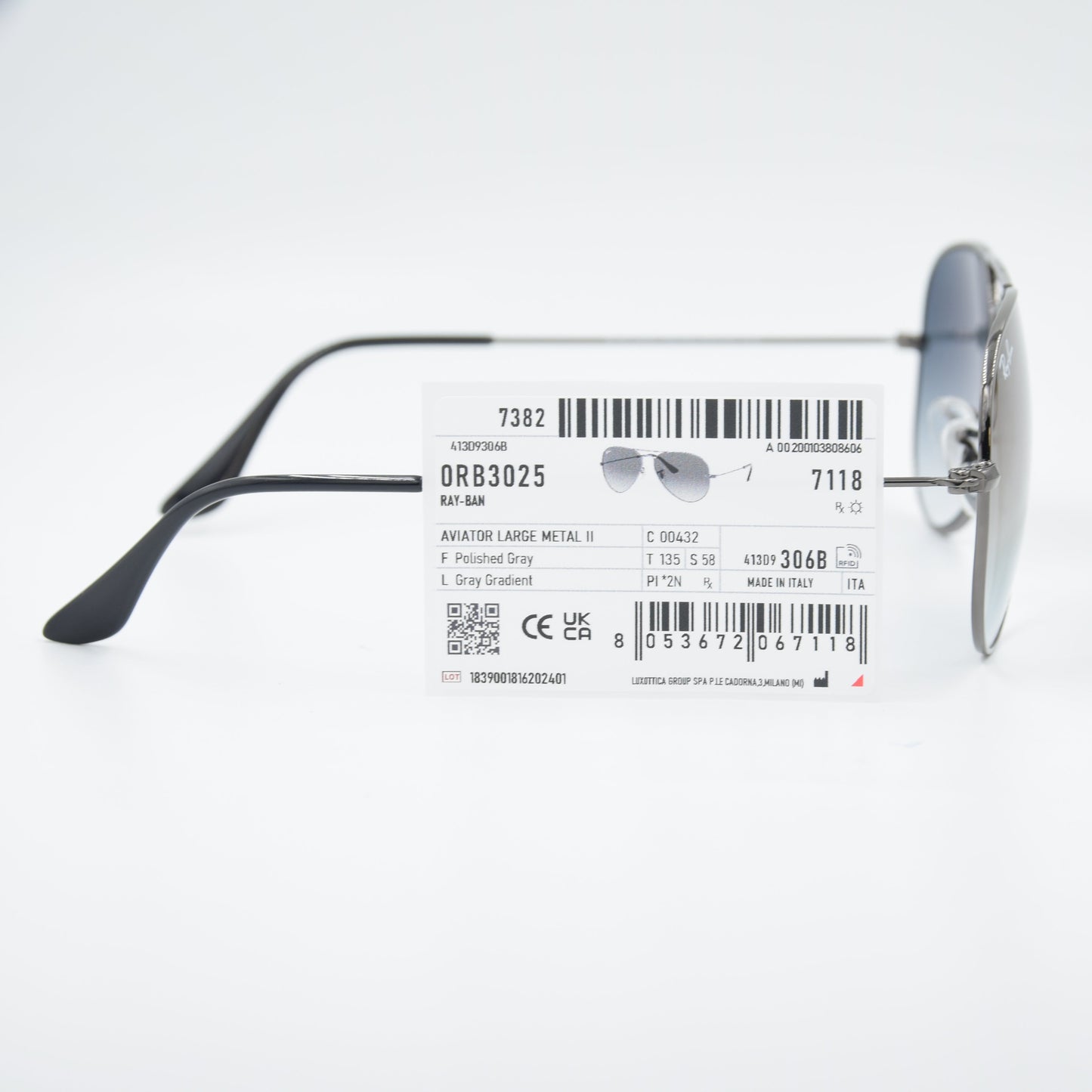 SOLAIRE :RAY-BAN RB3025 AVIATOR LARGE METAL C00432