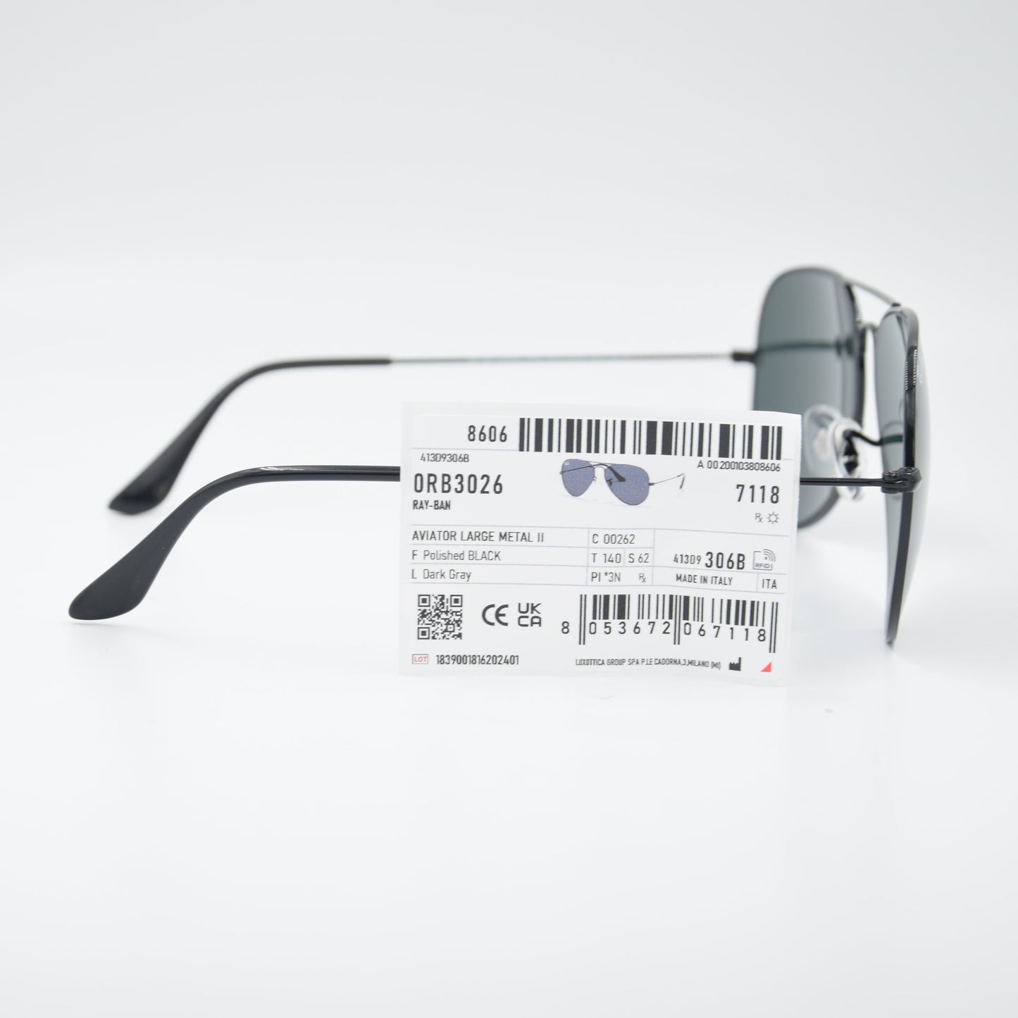 SOLAIRE :RAY-BAN RB3025 AVIATOR LARGE METAL C00262 (Taille 62)