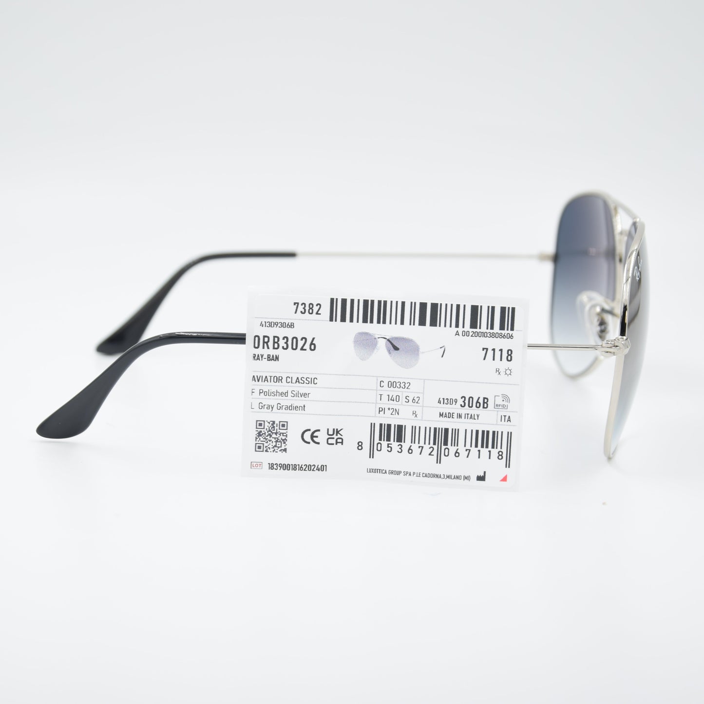 SOLAIRE :RAY-BAN RB3025 AVIATOR LARGE METAL C00332 (Taille 62)