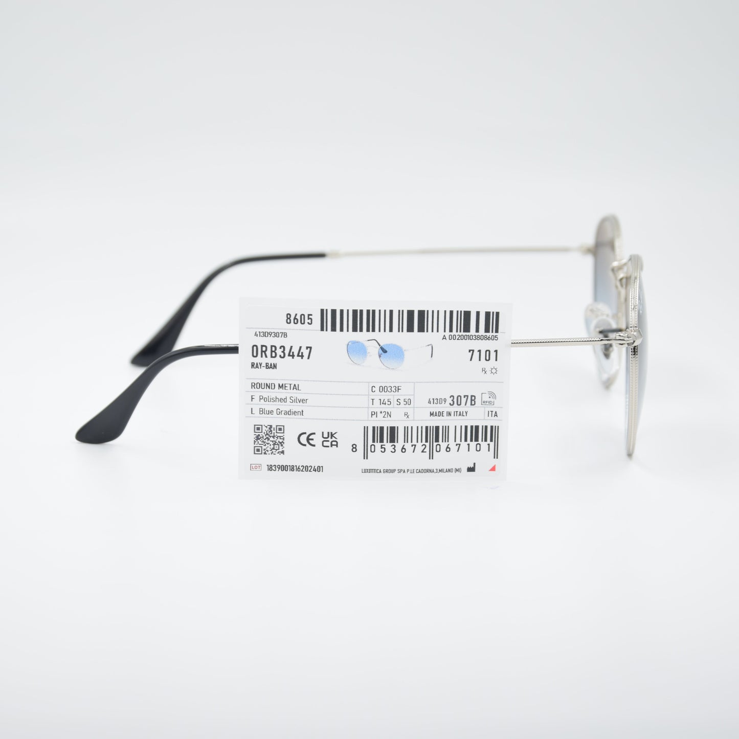 SOLAIRE :RAY-BAN RB3447 ROUND METAL 003/3F